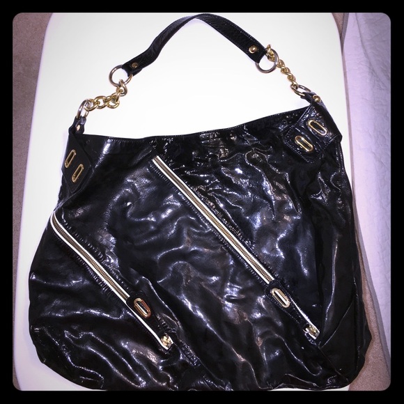 GOLDENBLEU Patent Leather Double Zipper bag - Picture 2 of 8